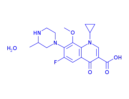 (+/-)-1-cyclopropyl-6-fluoro-1,4-dihydro-8-methoxy-7-(3-methylpiperazinyl)-4-oxo-3-quinolinecarboxylic acid hemihydrate