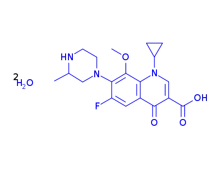 (+/-)-1-cyclopropyl-6-fluoro-1,4-dihydro-8-methoxy-7-(3-methylpiperazinyl)-4-oxo-3-quinolinecarboxylic acid dihydrate